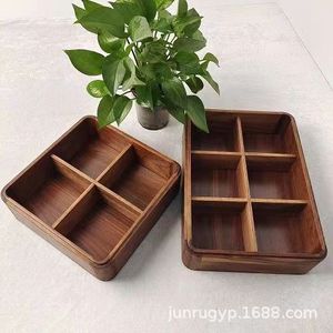 Boîte à bonbons en bois avec couvercle en verre, compartiments rectangulaires divisés pour le rangement à domicile - Product Image 5