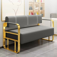 Meubles de salon dorés de haute qualité, design moderne, canapé d'attente pour salon de coiffure, cuir synthétique, canapé d'attente pour salon de barbier
