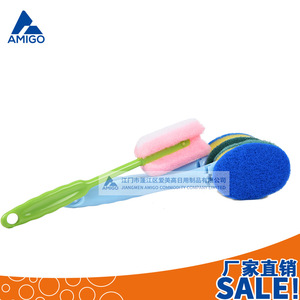 Brosse de nettoyage de cuisine Amigo avec tête en éponge et boucle de suspension pour casseroles, poêles, bols, manche bleu-vert - Product Image 5
