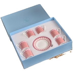Ensemble de 6 tasses à expresso italiennes simples et élégantes en porcelaine fine, vaisselle écologique pour le thé de l'après-midi, cadeau - Product Image 4