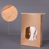 Sacs d'emballage en kraft jetables écologiques, auto-scellants, avec poignée Flexiloop, fenêtre, impression dorée sur la surface, logo personnalisé