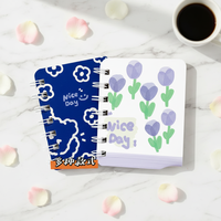 Wenshun Niedliches Blumendesign A7 Spiralnotizbuch Papiereinband Mini Schulheft 80 Blatt Individuelles Logo für Kindergeschenke