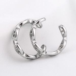 yunnique Minimalist Geometric <b>Titanium</b> Steel Open <b>Ring</b> For Men And Women Party Jewelry Piercing Accessory - Product Image 2