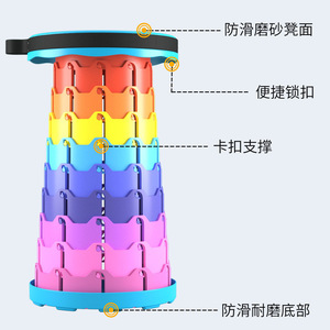 Folding Telescopic <b>Stool</b> <b>Plastic</b> Round Foldable Height Adjustable Garden Chair Outdoor Travel Use - Product Image 3