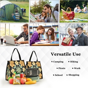 Aloha Hawaii Hibiscus Quilt Flower Adult Work School Thermal Insulated Custom Print Lunch Bags for Women - Product Image 5