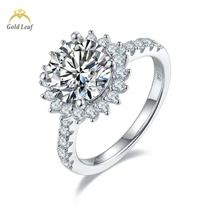Goldleaf Fine Jewelry Sterling Silber Ring GRA Zertifikat 1 2 3 5CT Moissan ite Diamond Hochzeit Verlobung ringe für Frauen