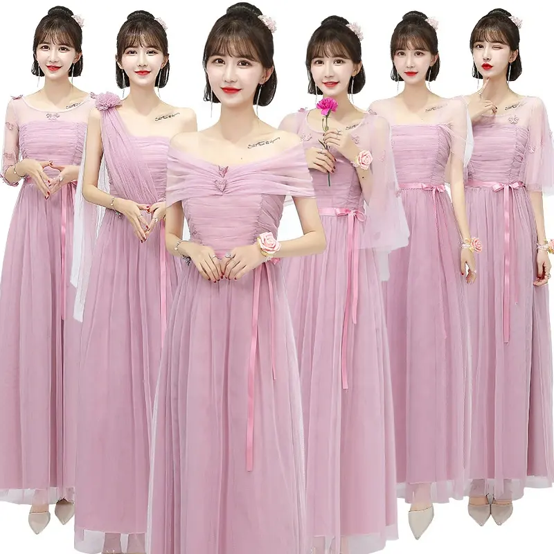 New Korean Fairy Ladies Elegant Bridesmaid Formal Banquet Dress Female Long Evening Dress Women Party Dress for Wedding Guest