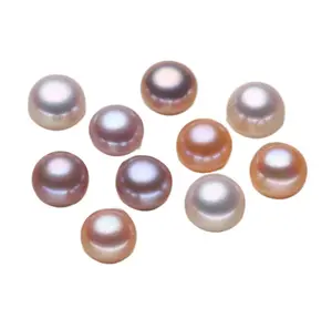 4-8mm AAA Grade Natural Genuine Real Pearl Half Drilled Cultured Fresh Water Freshwater Button Shape Loose Pearls