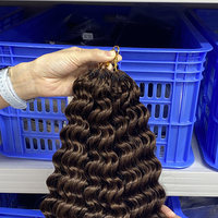 12A # Extensions de cheveux vietnamiens brun foncé à ondulations profondes, pré-bouclées, tresses au crochet sans nœuds, cheveux vierges pour femmes noires