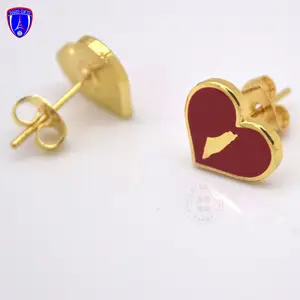Customized high-quality heart-shaped enamel color earrings women with golden alloy