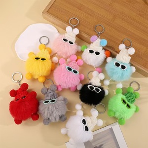 New Dễ Thương Nhỏ Than Bóng Quái Vật Sang Trọng <span class=keywords><strong>Keychain</strong></span> Hợp Kim/Giả Thỏ Lông Chống-Bị Mất Mặt Dây Chuyền Cho Ba Lô Siêu Đáng Yêu Món Quà - Product Image 1
