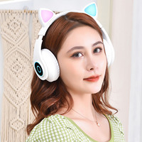 Casque de chat Macaron, casque sans fil, Microphone, carte TF, pour enfants, casque de jeu mignon pour filles, oreille de chat