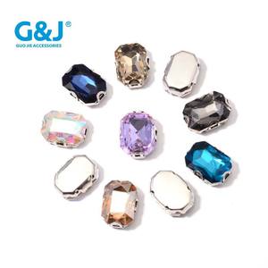 Longue griffe octogonale diamant robe de mariée <span class=keywords><strong>col</strong></span> cousu à la main strass verre <span class=keywords><strong>bijoux</strong></span> à bricoler soi-même Flatback coudre sur la partie supérieure Hot-Fix - Product Image 2