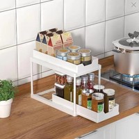Étagère de rangement à double couche, étagère à épices pour cuisine, salle de bain, salon, étagère de rangement multifonctionnelle pour évier