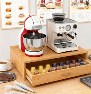 Base para <span class=keywords><strong>Cafetera</strong></span> de Bambú Directo de Fábrica con Cajón para Cápsulas para Encimera de Cocina - Product Image 1