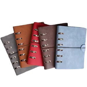 Tùy Chỉnh In Ấn A5 Note Book Handmade Du Lịch Nhật Ký Mềm PU Leather Bìa Máy Tính Xách Tay 6 Vòng Binder Vintage Planner