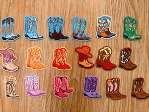 Organic Cotton Fabric Realistic Boot Silhouette Vibrant Iron on Patches for Clothes Threading Streetwear Flat Embroidery Patches - Product Image 2