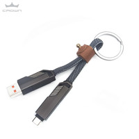 Câble USB en nylon à chargement rapide 4 en 1 Porte-clés de chargement de téléphone multifonctionnel avec câbles de données