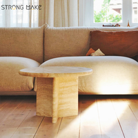Table basse ronde en travertin de style nordique moderne pour salon, tendances Foshan