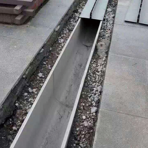 Système de drainage en béton polymère de type U, canal de drainage d'eau extérieur, drain linéaire en acier inoxydable anti-corrosion avec couvercle - Product Image 6