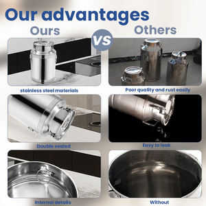 Bidons à lait en acier inoxydable 304 de différentes tailles (10L, 15L, 20L, 25L, <span class=keywords><strong>30L</strong></span>) / Seau de stockage de liquides avec couvercle, réservoir scellé - Product Image 4