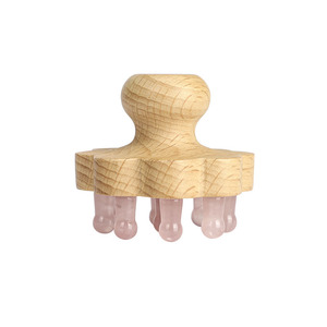 Herramienta de Masaje Gua Sha de Madera Mushang con Piedra de Jade, Peine de Acupresión, Masajeador de Cuero Cabelludo con Dientes, Certificado CE, Logotipo Personalizado - Product Image 4