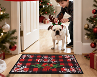Tapis d'entrée lavable en machine à carreaux de buffle rouge Tapis de porte d'entrée de Noël antidérapants pour l'intérieur