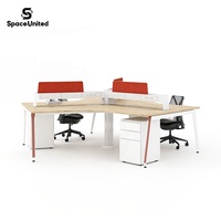 Meubles de bureau SpaceUnited Factory Direct, poste de travail en forme de V pour 3 personnes, structure en acier, bureau modulaire