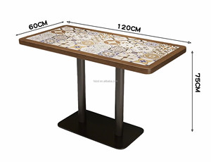 Table ronde à mosaïque en <span class=keywords><strong>noyer</strong></span> avec motif <span class=keywords><strong>feuille</strong></span> incurvée, chaise à dossier en rotin avec coussin vert, mobilier <span class=keywords><strong>de</strong></span> café en gros - Product Image 6