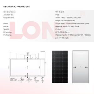 LONGi Tek Taraflı Güneş Paneli 144 Hücreli PV Modülü, Jinko/Trina ile Uyumlu, Alman Çiftlikleri ve ABD Endüstriyel Çatı Projeleri için - Product Image 3