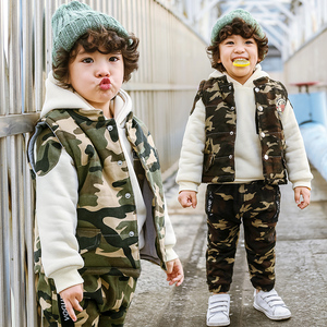 Ensemble de vêtements d'hiver pour garçon avec sweat à capuche, gilet et pantalon, 3 pièces de vêtements camouflage, sweat à capuche pour enfants, vêtements pour enfants - Product Image 3