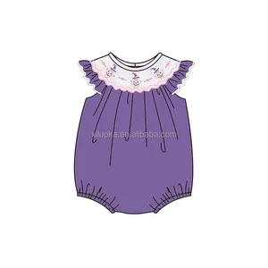 2022 halloween smock design custom sleeveless round neck summer baby fancy romper