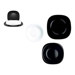 Service de table 18 pièces noir et blanc en verre opale - Product Image 1