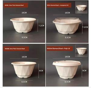 Custom Logo Printing Pulp Sugarcane Bagasse Wheat Fiber Bento Lunch <b>Box</b> Microwave Safe Disposable Takeaway Set - Product Image 3