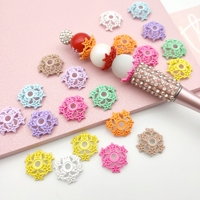 51354 Perles intercalaires en alliage ajouré en forme de fleur, couleurs macaron, avec nœuds, pour la création de bijoux, stylos perlés et accessoires de chaînes de téléphone