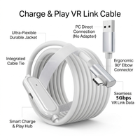 Cable de Extensión VR Link de 5M (16FT) USB 3.0 a Tipo C de 90 Grados, Alta Velocidad 5Gbps, Carga Rápida para Auriculares Meta Quest 2, 3 y Pico 4