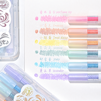 Stylos surligneurs pastel parfumés à paillettes 6 couleurs, parfum floral, pour enfants, école, études, planification, journalisation, boîte de présentation