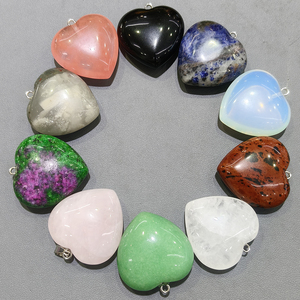Pendentif cœur en pierre naturelle de 30 mm, agate rouge, <span class=keywords><strong>aventurine</strong></span> verte, œil de tigre, pour femmes et hommes, bijoux fantaisie en pierres précieuses - Product Image 6