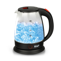 Bouilloire électrique RAF Smart 2L de haute qualité, transparente, sans BPA, intérieur en verre