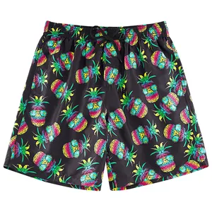 Custom Logo Mannen Strand Badmode Ademende Surf Zwembroek Ananas Board Short Met Pocket Board Shorts