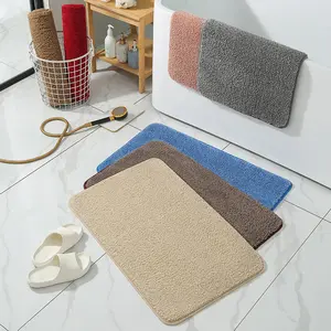 Modern Thick Soft Absorbent Plain Fluffy Microfiber Bathroom Rug For Bathroom Floor, Tub And Shower