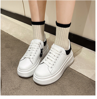 Baskets plateforme blanches pour femmes, à lacets, respirantes, légères, décontractées, style sport, tendance toutes saisons