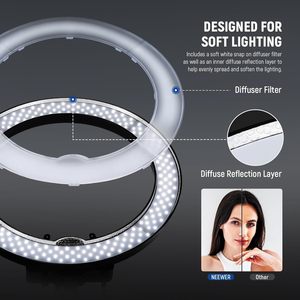 Kit d'éclairage LED annulaire <span class=keywords><strong>Neewer</strong></span> de 18 pouces avec trépied de 200 cm et adaptateur griffe porte-accessoire pour studio photo - Product Image 4