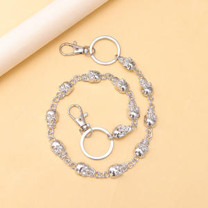Chaîne de taille pour homme en argent tibétain, style Hip Hop, chaîne de ceinture en métal, chaîne de corps décontractée et tendance, design squelette monocouche - Product Image 4