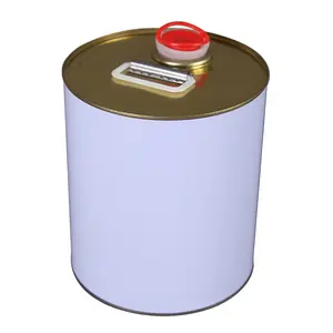 1.5Lラウンドメタル粘着ブリキ缶、赤い色の注ぎ口の蓋とインナーライナー付き