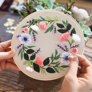 Kit de Tapicería Redonda de Algodón y Lino para Bordado DIY Hecho a Mano, Arte Colgante Floral Vintage de Punto de Cruz, Directo de Fábrica - Product Image 3
