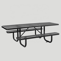 Muebles de patio al aire libre comercial 6 pies 8 pies acero ADA mesa de picnic exterior restaurante evento comedor conjunto metal Mesa para discapacitados silla