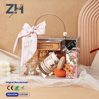Sac cadeau en acrylique transparent de luxe avec poignée en perles pour fleurs, souvenirs, cadeaux de mariage, demoiselles d'honneur