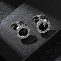 Boutons de Manchette Homme Luxe Zircon Cristal Bleu Noir pour Chemise – Parure de Fabricant