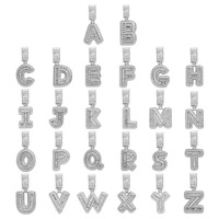 Collar con Letras del Alfabeto A-Z de Circonia Cúbica, Collar con Nombre Inflado, Inicial en Forma de Globo para Mujer, Chapado en Oro de 18K, Joyería Hiphop